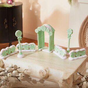 Valerie Parr Hill 7-Piece Mini Gingerbread House Completer Set Pastel Green New